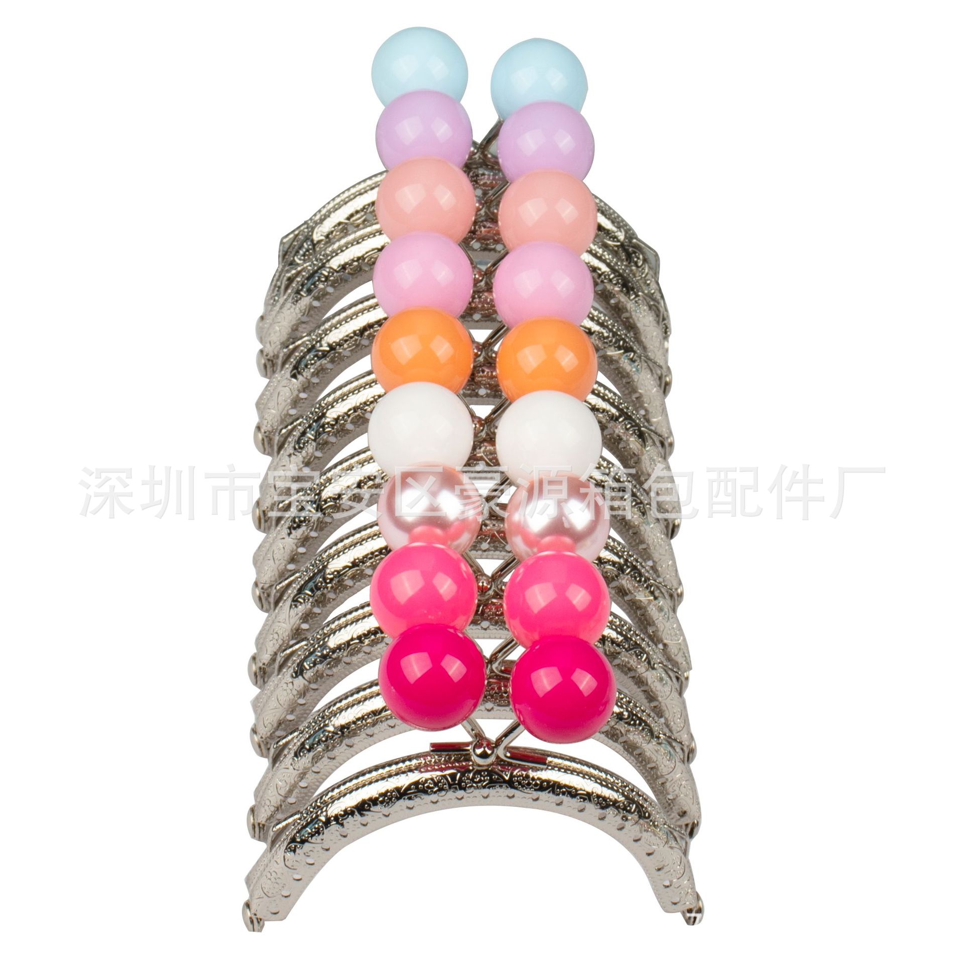 8.5CM 半圆压花平边糖果口金 20MM珠  DIY包包提手制作口金  银色