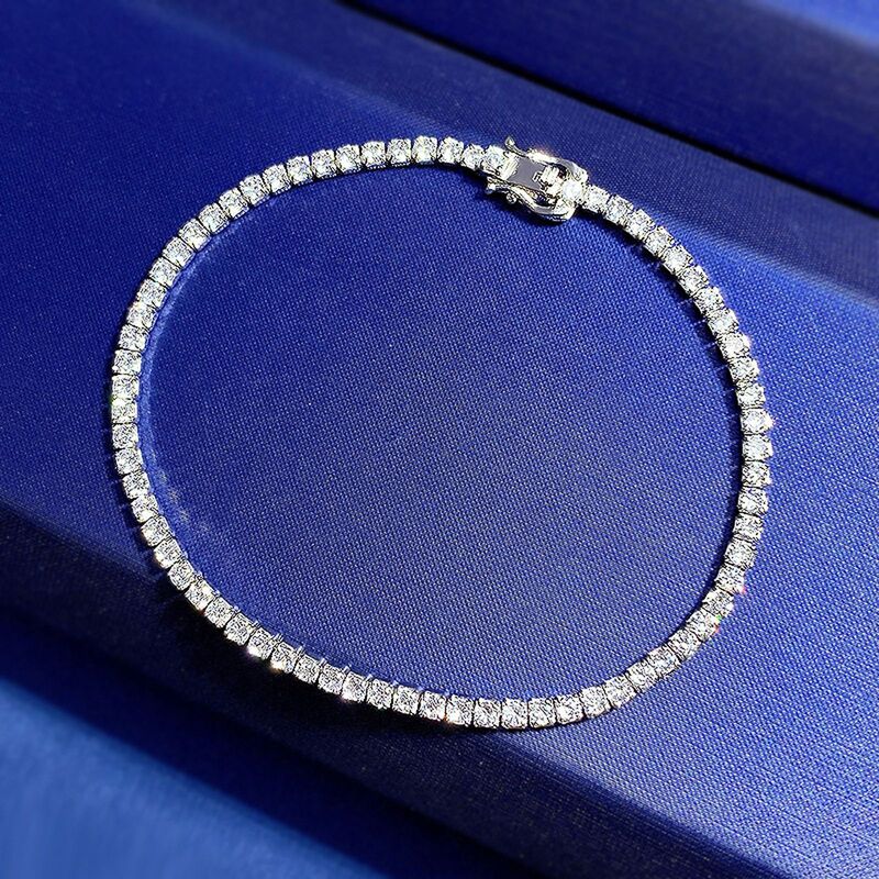 [Clearout and Free Shipping] Full Diamond Gypsophila Bracelet S925 Sterling Silver Zircon Tennis Bracelet Luxurious Light Luxury High-End Feel