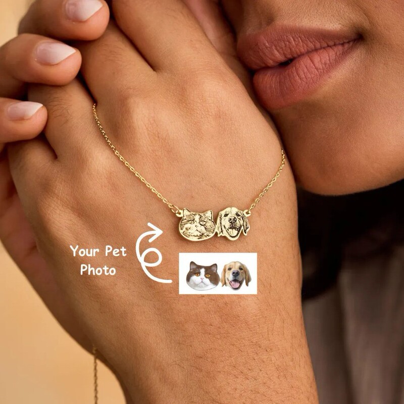 Cross-Border Popular Pet Portrait Necklace Personalized Custom Dog Photo Name Pendant Jewelry Commemorative Gift Pod