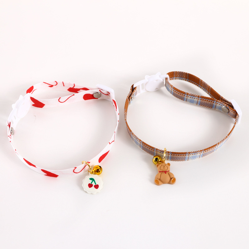 Cereza adorable gato osos galletas ajustable anti-asfixia collar de mascotas campana collar de perros accesorios collar