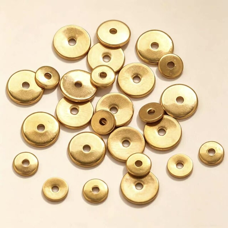 Stainless Steel Hydraulic Small Round Discs, Jewelry Spacers, Accessories, Handmade DIY Jewelry Parts, 18K Gold Plated Wholesale