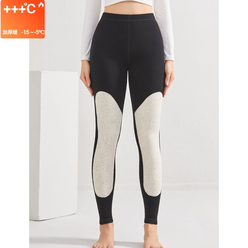 Зимние утепленные женские брюки больших размеров с дополнительными наколенниками, термобелье из шелковистого кашемира с начесом.