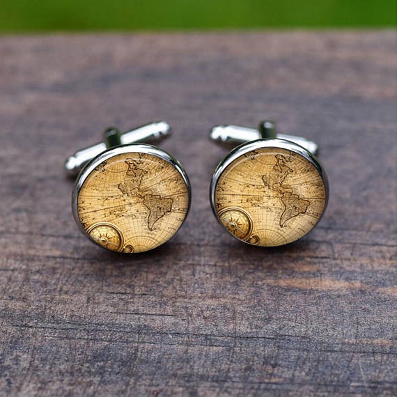 Simple Style Map Alloy Glass Plating Unisex Cufflinks 1 Pair display picture 1
