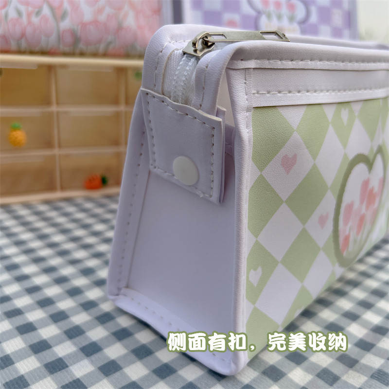 Tulip de gran capacidad pu niña corazón estuche para lápices estilo ins bolsa de papelería de alto valor bolsa de almacenamiento estuche para lápices impermeable