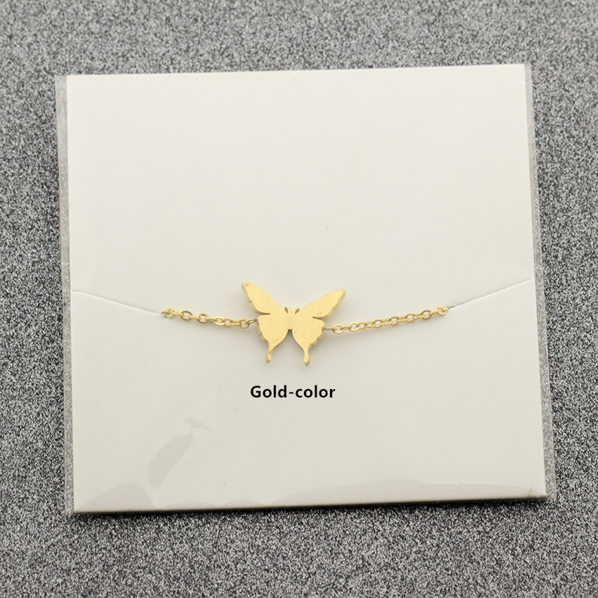 Elegant Butterfly Stainless Steel Gold Plated Pendant Necklace