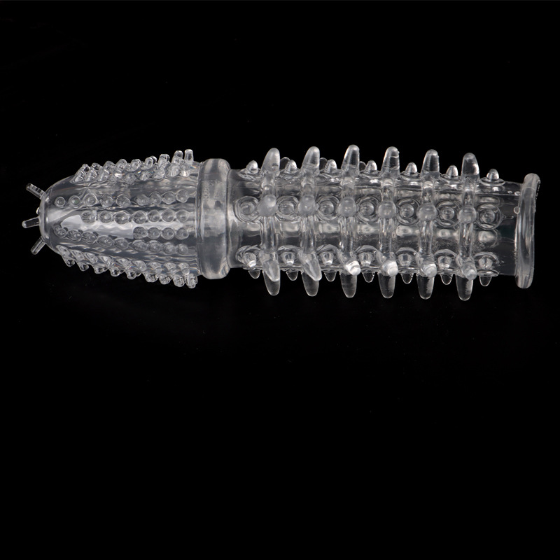Wolf-Tooth Textured Penis Sleeve, TPE Tight-Fitting Extender, Transparent Boxed — detail image 4