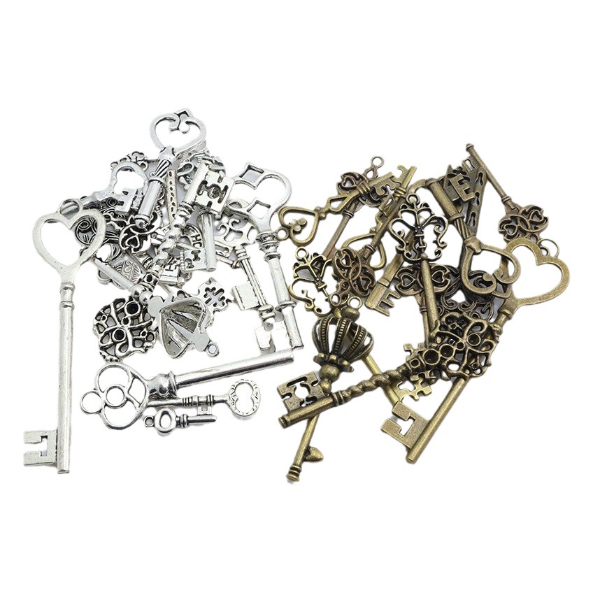 Amazon transfronteriza 50g bricolaje vintage clave decoraciones mixtas accesorios tamaño clave colgante