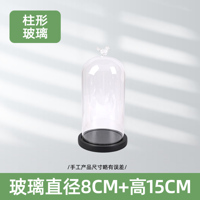 Cubierta de vidrio de flor eterna transfronteriza, forma de pájaro, figura de arcilla, bloque de construcción de boda, cubierta transparente a prueba de polvo, decoración de mesa