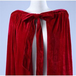 Unisex gold velvet long cape red hooded lace-up cape cos Halloween stage photo cape *