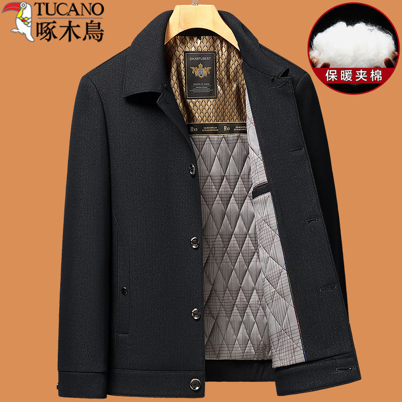 Woodpecker Dad Autumn and Winter Jacket 2025 New Middle-Aged Thickened Jacket Men's Middle-Aged and Elderly Winter Clothes Grandpa Clothes