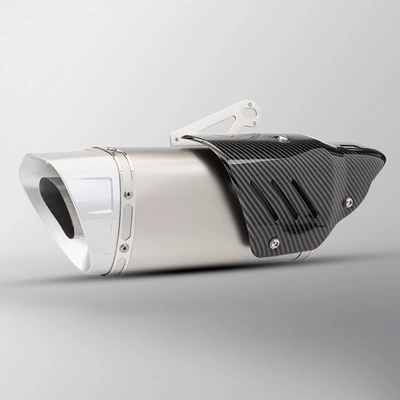Suitable for Z900 Z400 R3 Chunfeng 450Sr K10 Oblique Triangle Oblique Quadrilateral Tail Section Imitation Carbon Fiber Protective Cover (Motorcycle exhaust pipe) - titanium-white-head-imitation-carbon-cover