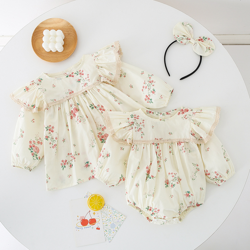 Fashion Flower Printing 100% Cotton Baby Rompers display picture 2