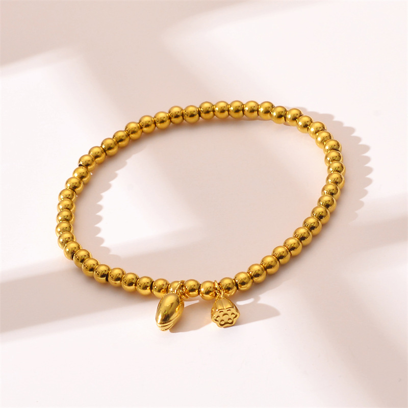 Nueva herencia de pulseras de loto, pulseras de perlas de transferencia de loto, pulseras de acero de titanio, joyas no decoloradas.