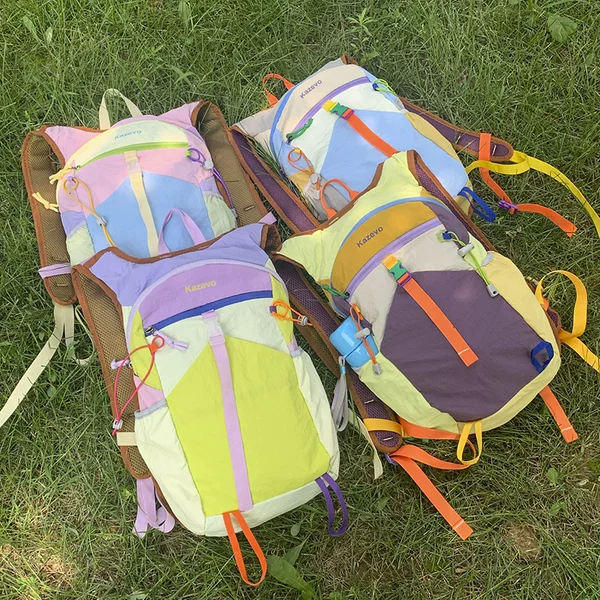 Dopamine color-blocked backpack, children's outdoor hiking and mountaineering backpack, girls' school bag, boys' large-capacity backpack