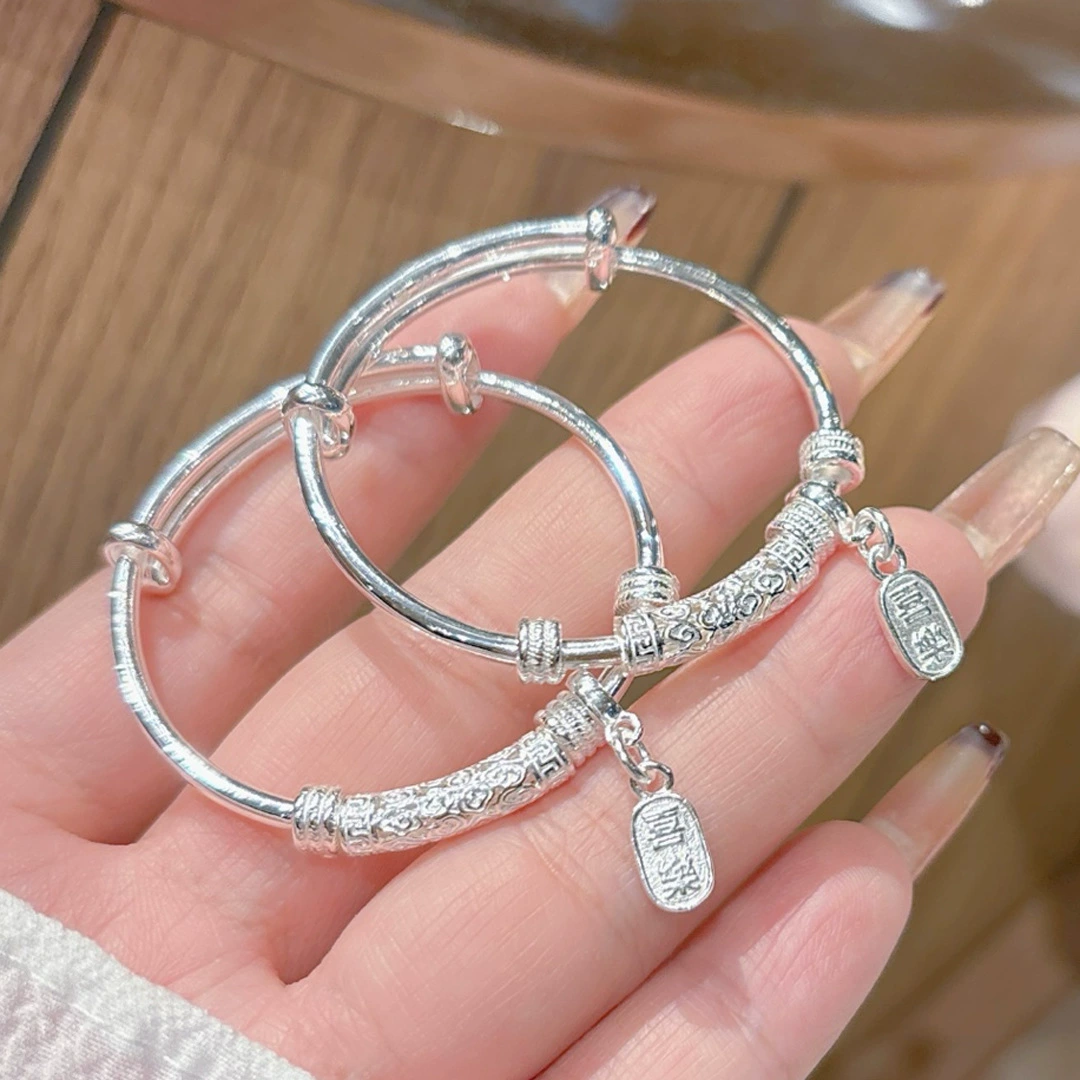 Серебряный браслет из стерлингового серебра 9999 ногая серебряная облачность мирная радость серебряный браслет детское полнолуние стерлингового серебра ювелирные изделия из серебряного браслета