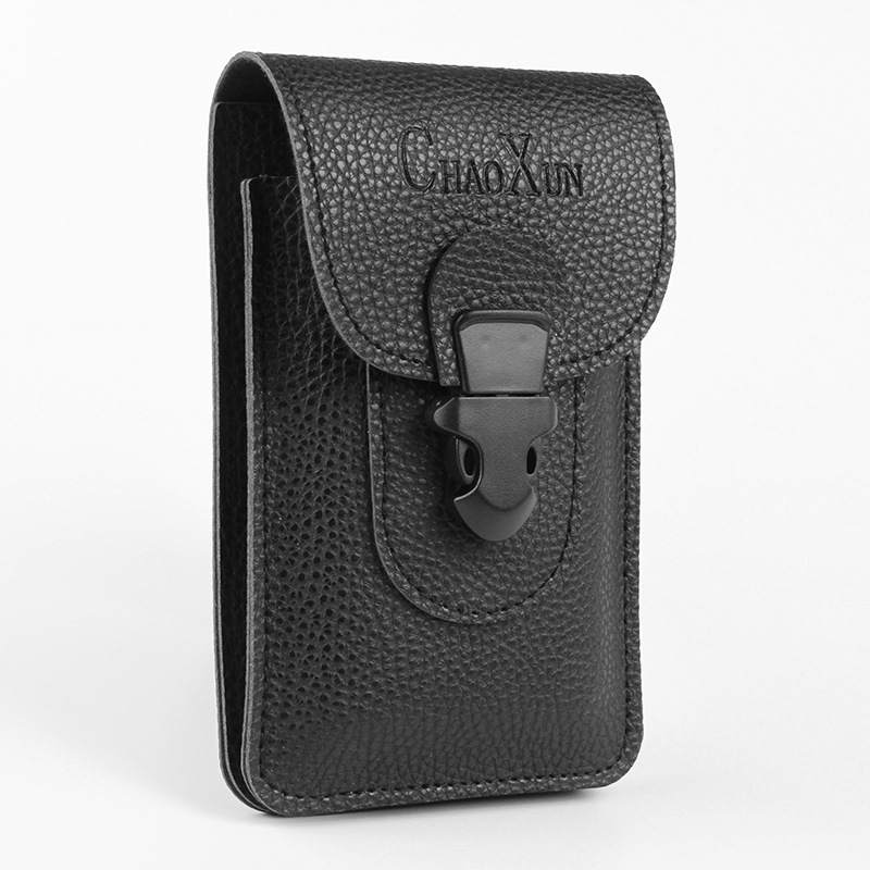 Men's Leather Waist Bag, Mobile Phone Bag, Multi-Functional Vertical Style Belt Card Holder, Suitable for Construction Site, Outdoor Commuting, Simple and Stylish