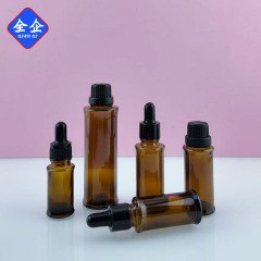 现货棕色茶色精油瓶胶头滴管精华原液瓶大头盖精油瓶化妆品包材