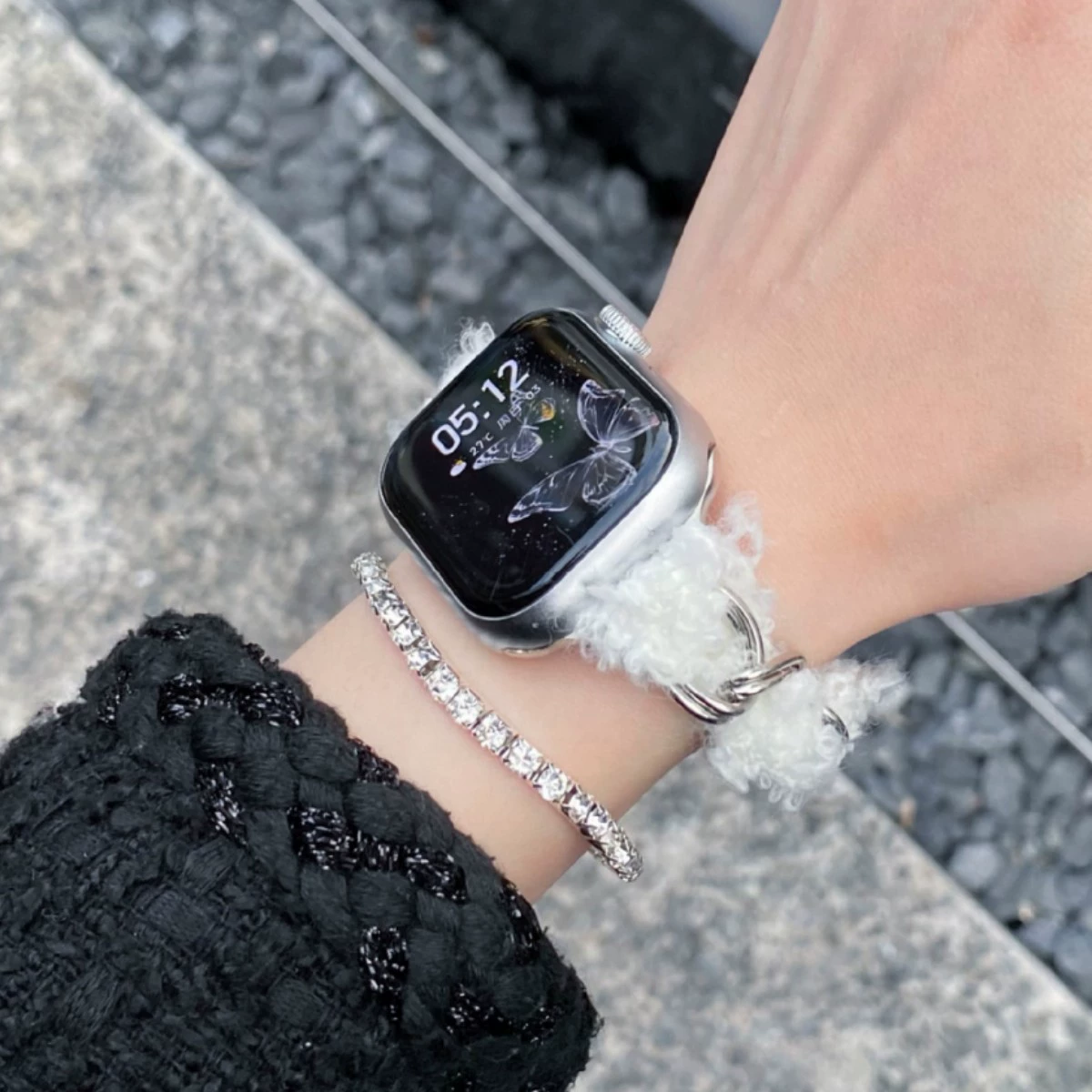 Подходят для браслета Apple Watch Applewatch10 iwatch987654 поколение SE маленький аромат плюш осень и зима