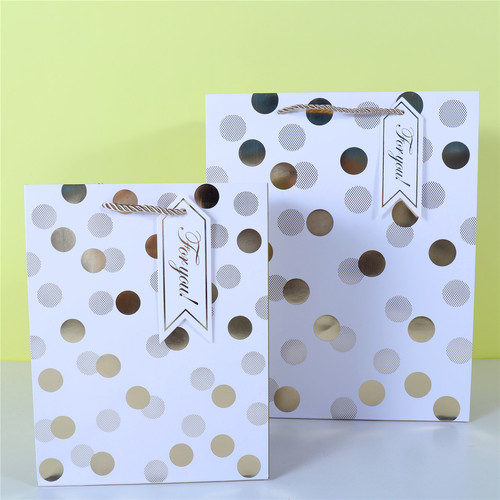 Hot gold white card gift packaging bag five-pointed star shopping bag Polish pattern series paper bag wholesale gift bag