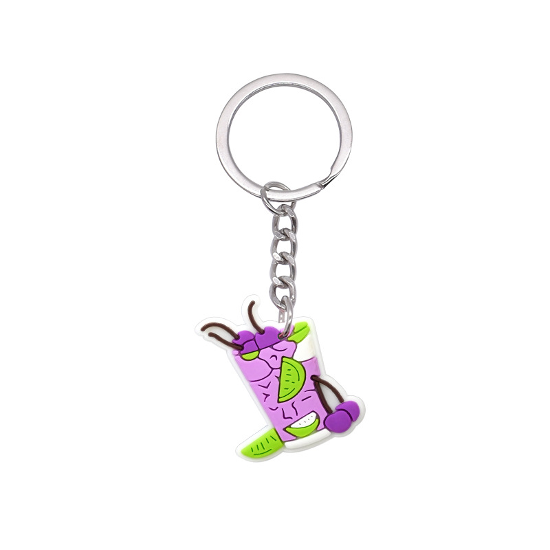 Llavero de PVC con simulación de frutas, colgante de metal de goma suave, decoración de pasteles y dulces, regalo para niñas, venta al por mayor