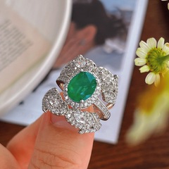 仿真人造祖母綠戒指多種戴法