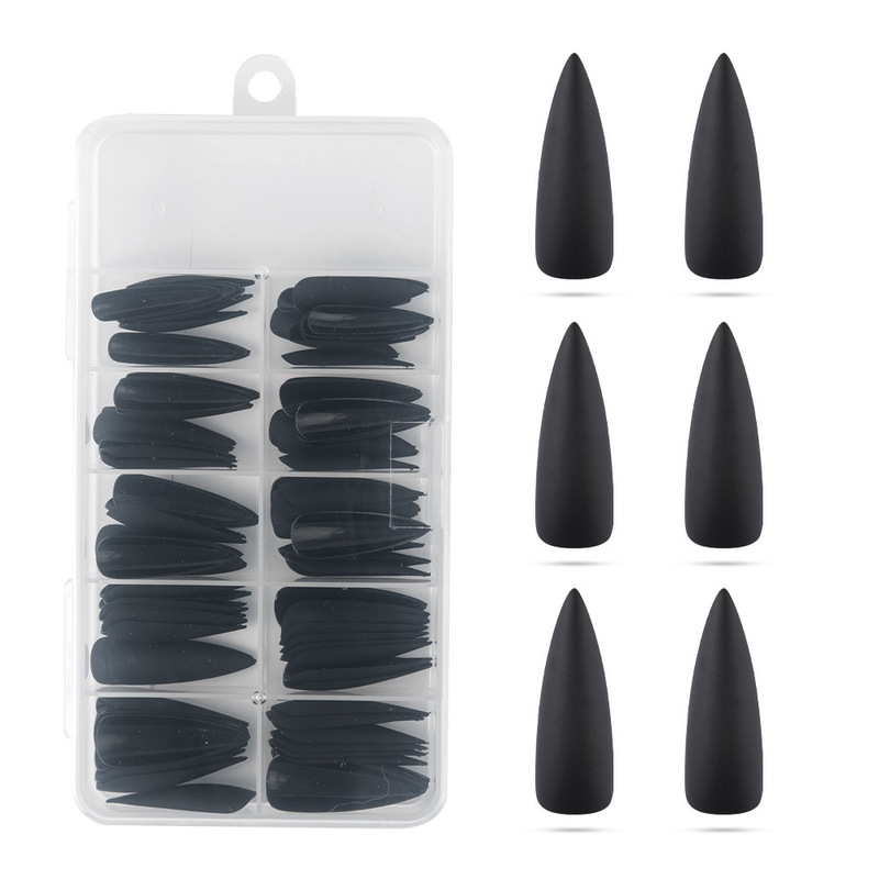 Cross-Border Dark Red Autumn and Winter Solid Color Matte Long Stiletto Nail Tips Wearable Nails Fake Nails Matte Stiletto Cross-Border Dark Red Autumn and Winter Solid Color Matte Long Stiletto Nail Tips Wearable Nails Fake Nails Matte Stiletto