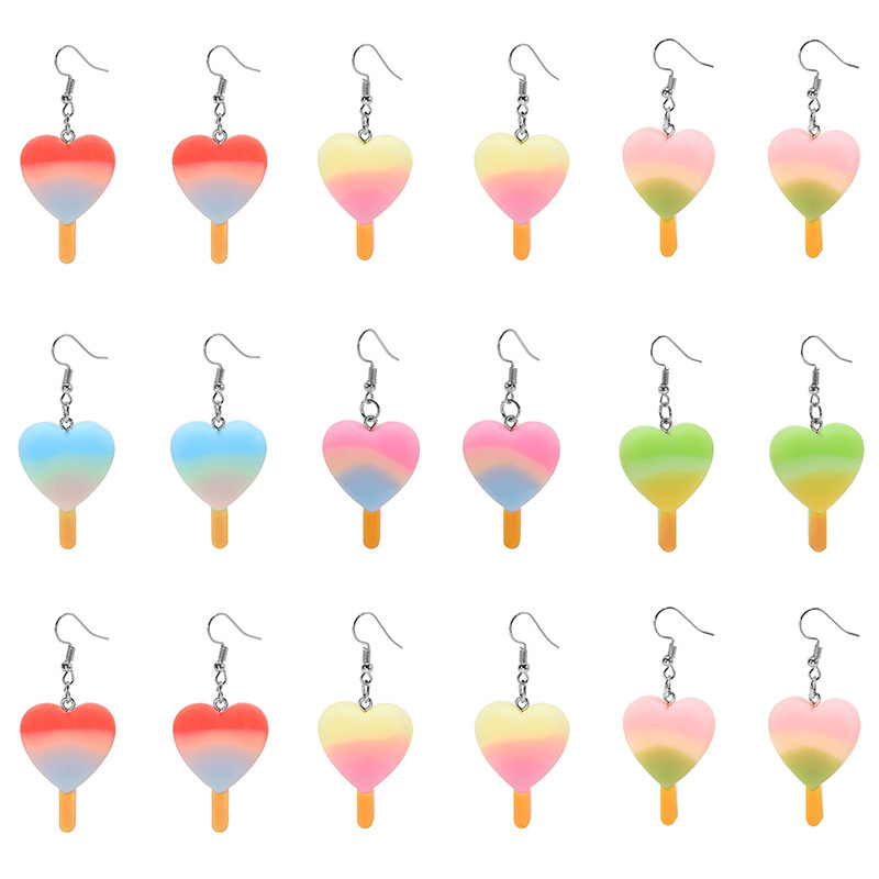 cartoon cute fresh earrings heart-shaped