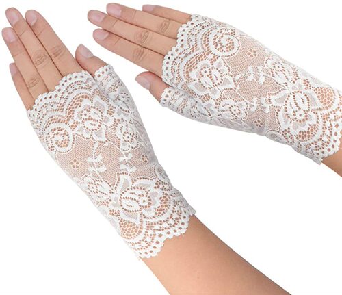 Lace gloves women's half fingerless fingerless short sailor dance driving sun protection UV scar covering gloves