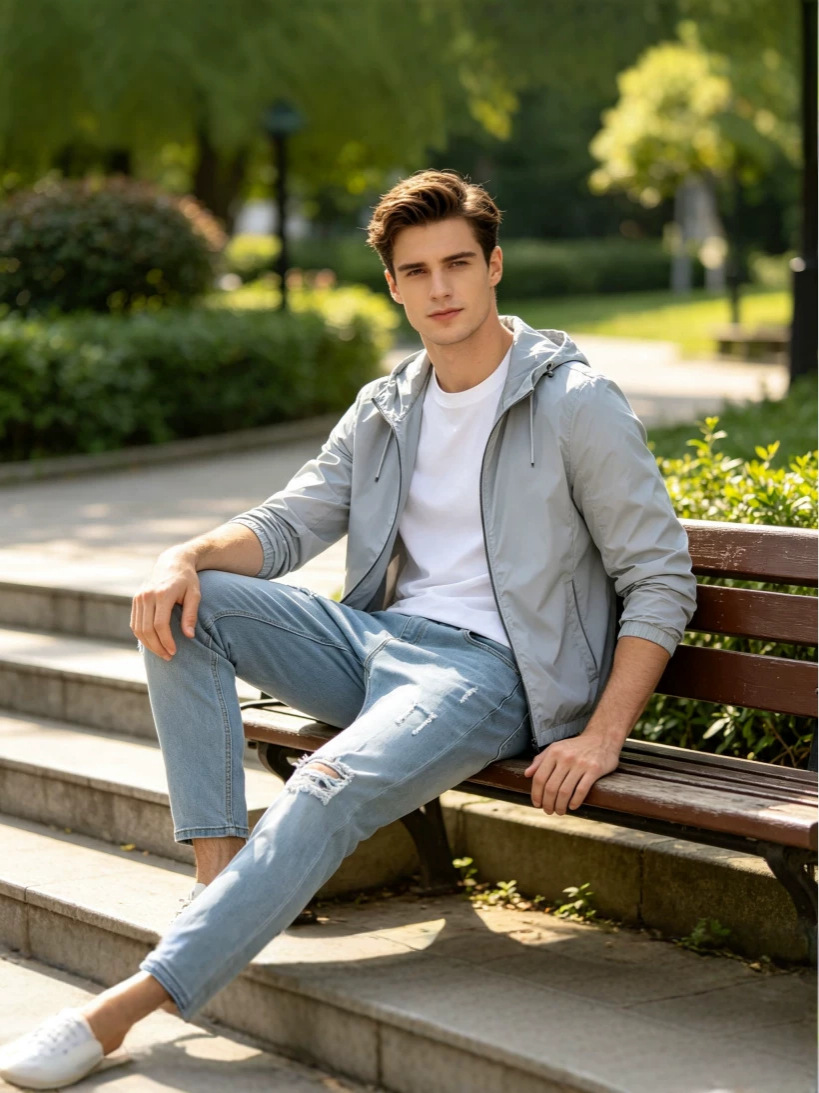 Jeans Ajustados Rotos para Hombre de Mezclilla de Algodón, Elástico, para Uso Casual image 5