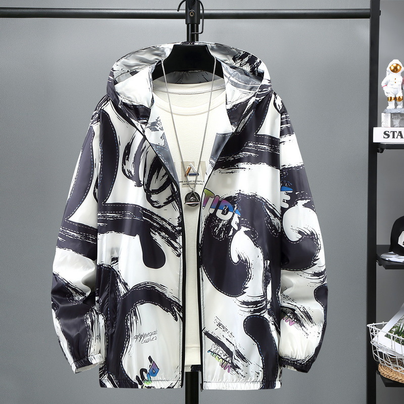 2025 새로운 플러스 사이즈 얇은 코트 남성 여름 조수 지방 얇은 외투와 지방 및 얇은 자외선 차단제 코트