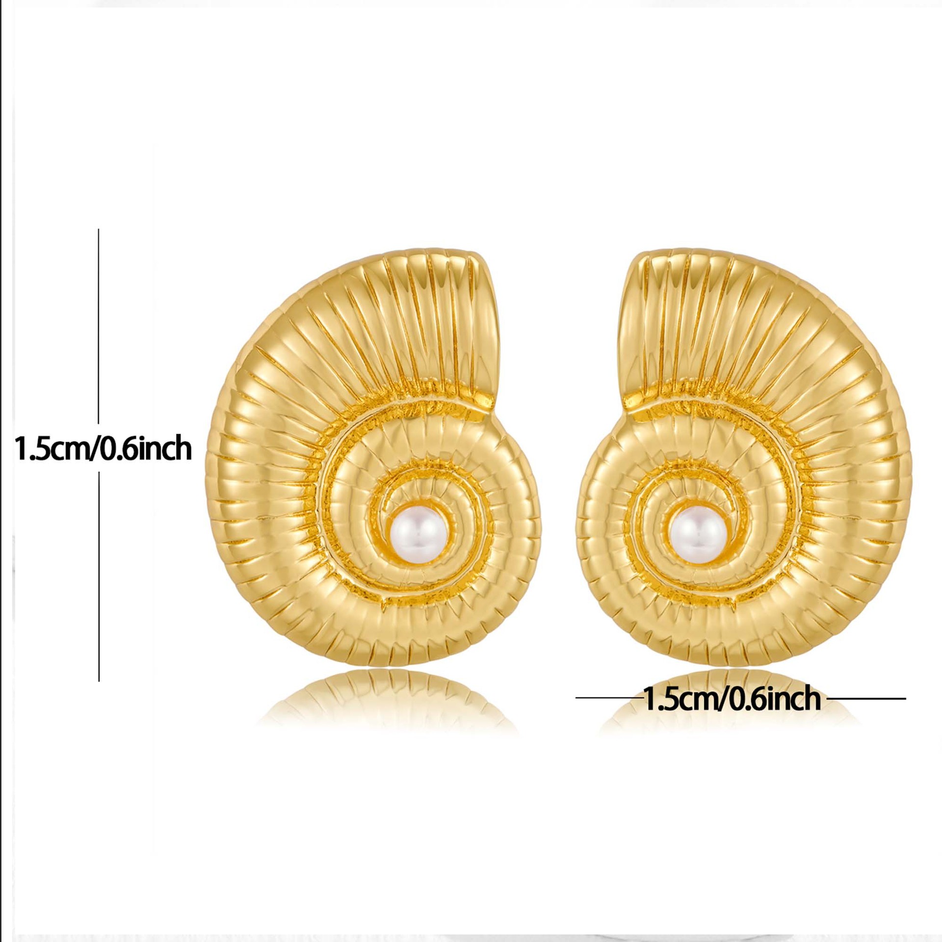 european-and-american-cross-border-fashion-copper-plated-real-gold-color-spiral-conch-personality-pearls-high-level-atmospheric-simple-female-ear-studs