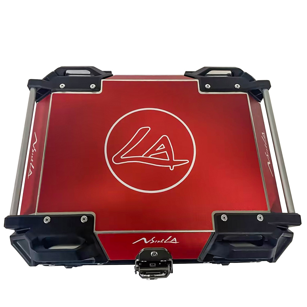 Customized 45L decalco de aluminio rojo maletero de aleación de aluminio desmontaje rápido fondo impermeable contra colisiones maletero de equipaje