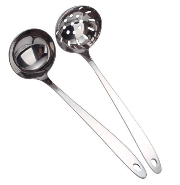 火锅汤勺 漏勺加厚不锈钢大勺子家用汤匙长柄大号调羹稀饭粥勺 7分 汤勺