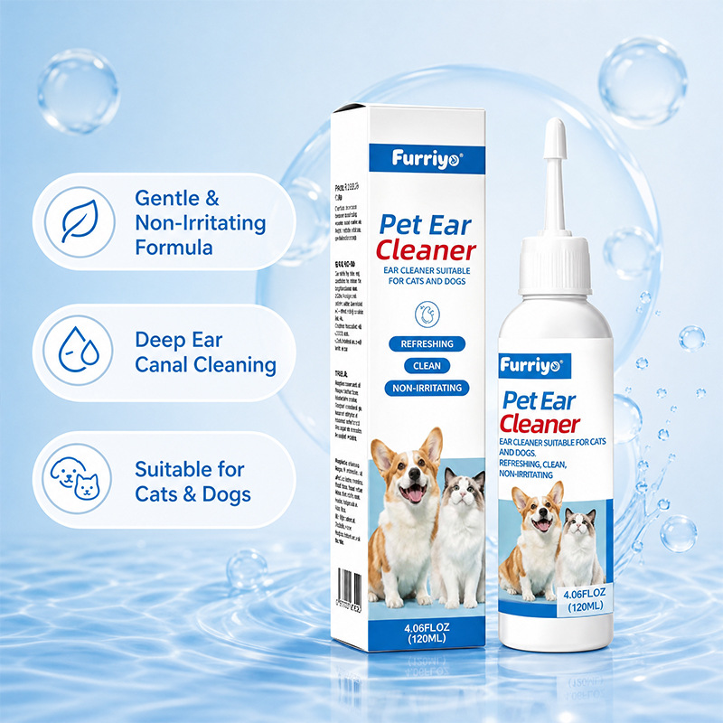 Furriyo Pet Ear Drops Are a Universal Ear Cleaning Solution for Cats and Dogs, Removes Earwax, Gently Nourishes, and Provides Daily Care