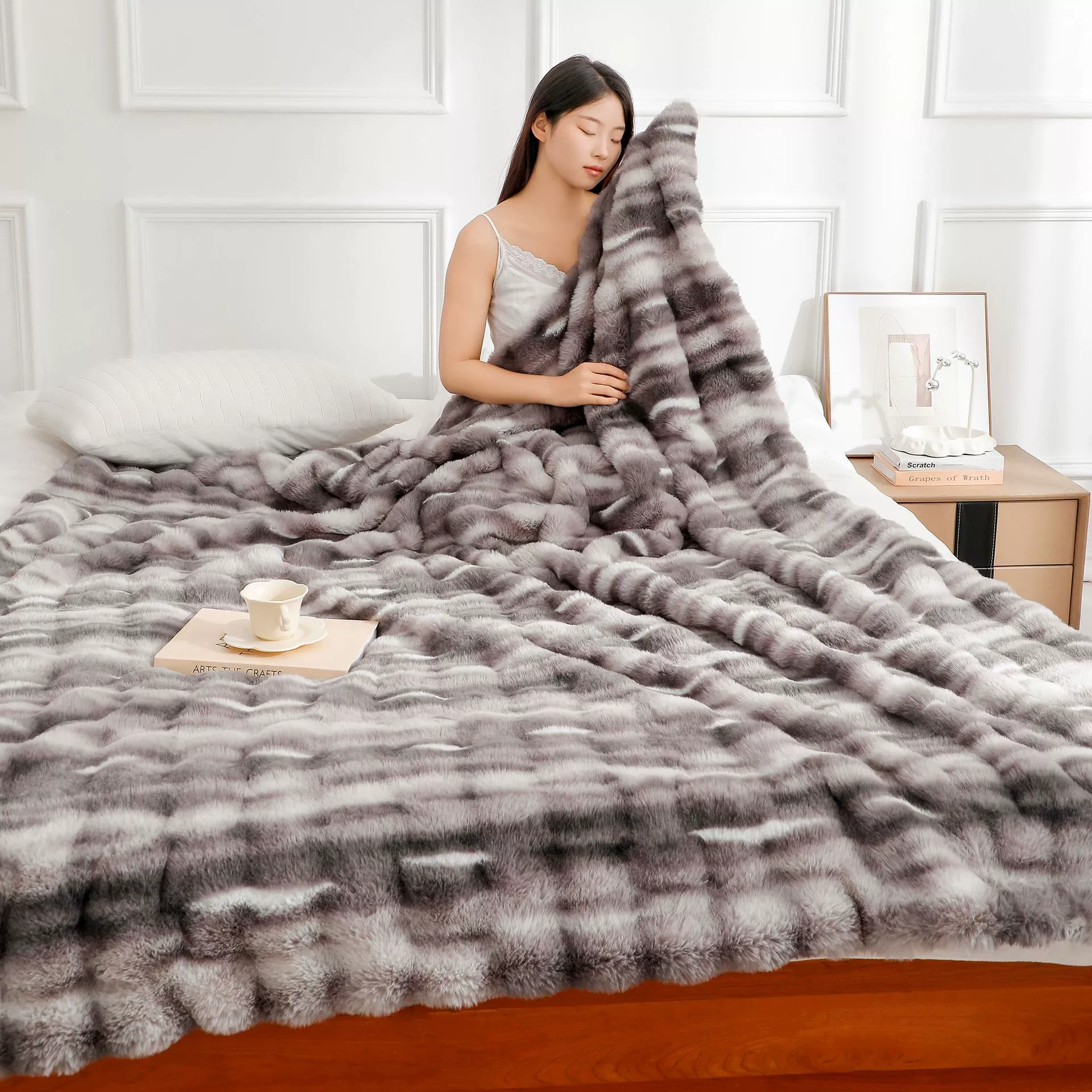 Double-layer Duvet Blanket, Double-sided Tuscan Rex Plush, Thickened Sofa & Bed Throw