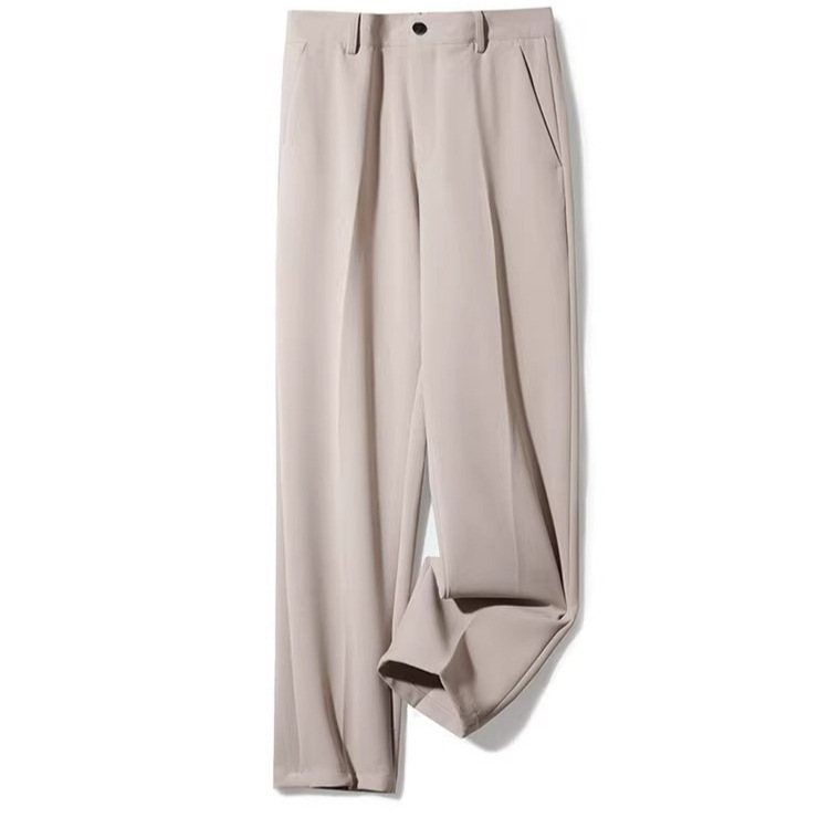 Summer Draped Thin Suit Men Loose Straight Ice Silk Trousers Plus Size Casual Light Luxury Dress Pants_mkmklike.com