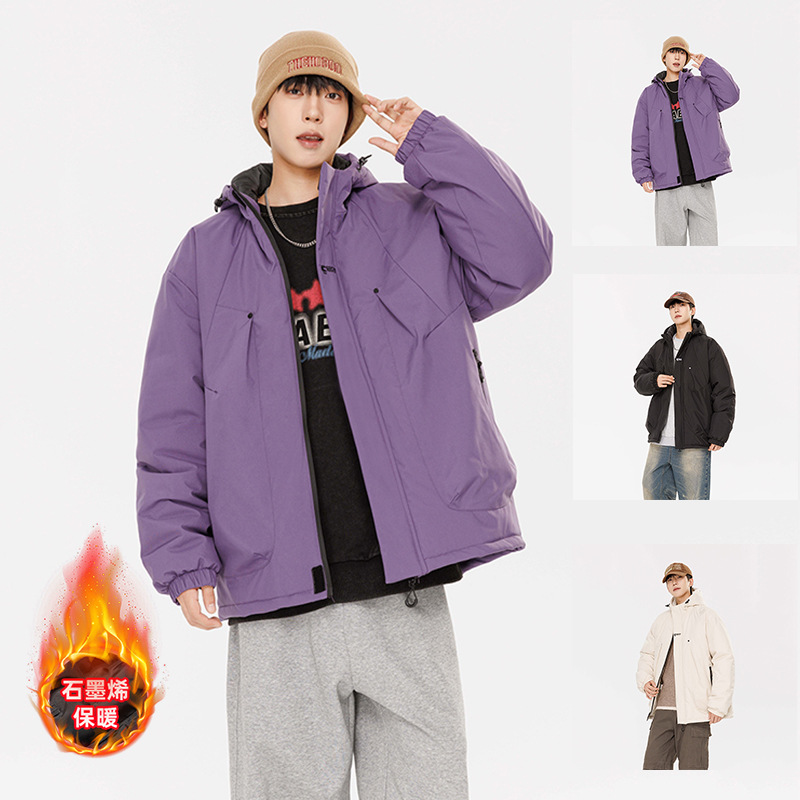 2025情侣棉服外套款刺绣男装秋冬季新款运动户外石墨烯发热时尚潮