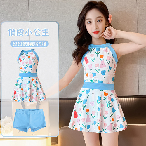 Children's swimsuits for girls, small, medium and large children, girls, students, split boxer briefs, skirt style mermaid swimsuits wholesale