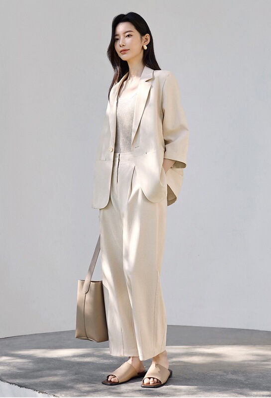 ファッション減齢デザイン感スーツのズボン2点セット女性2025春のフランス気質高級感ズボンカバー|undefined