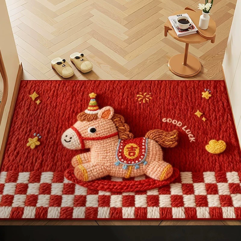 Красочный праздничный коврик с животным рисунком, нескользящий износостойкий быстро сохнущий прихожая, водопоглощение