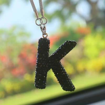 Cross-Border Amazon Clay Full Diamond — Car hanging - k-letter-car-pendant-black
