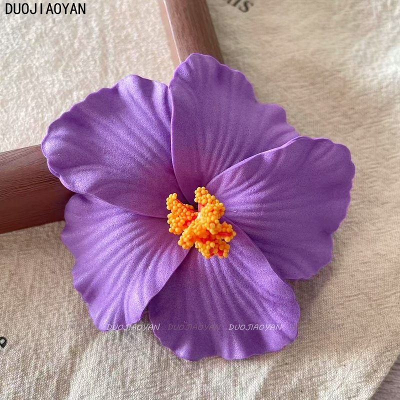 亚马逊仿真扶桑花发夹高级波西米亚头花氛围感侧边夹海边度假发卡|undefined