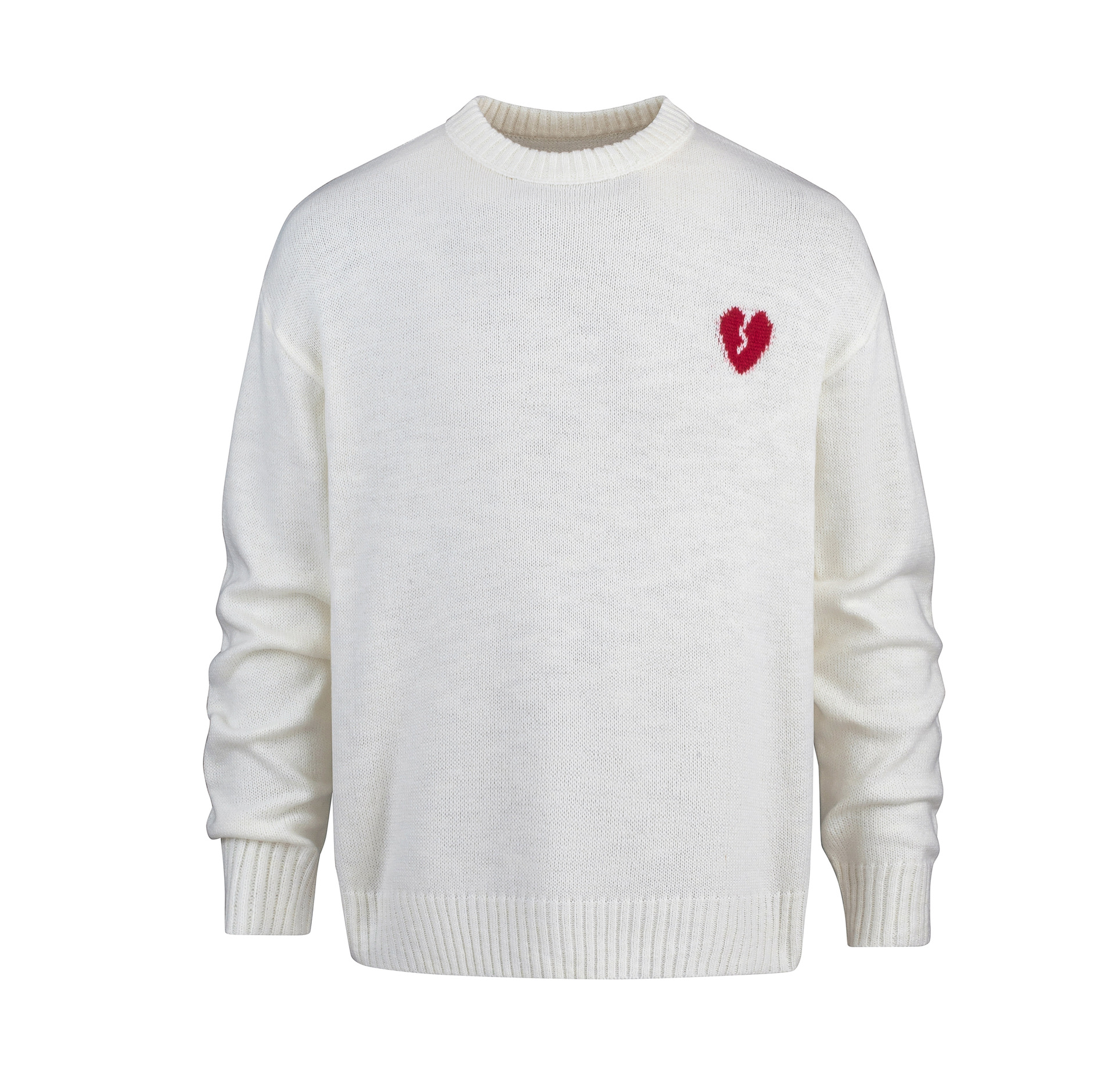 Solid Color Love Letter Knitted Sweater Oversized Casual Round Neck Unisex Top For Couples Fashion Trends_viptrois.com