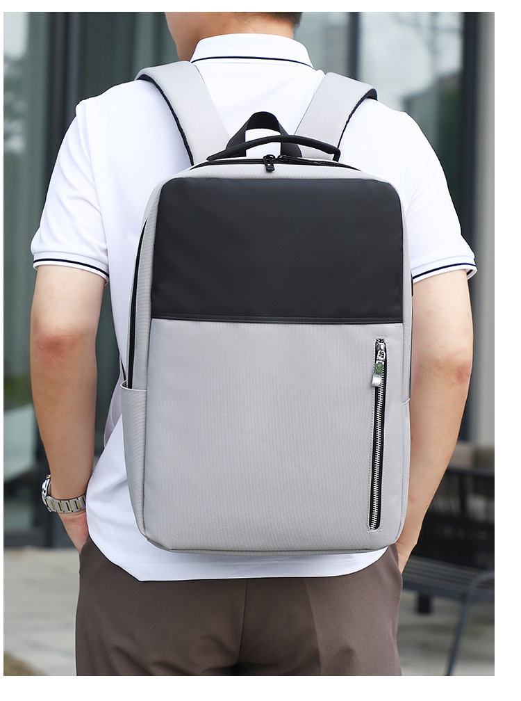 Business Backpack Hit Color External Usb Oxford Cloth 15.6-inch Stylish Three-dimensional Texture Laptop Bag display picture 4