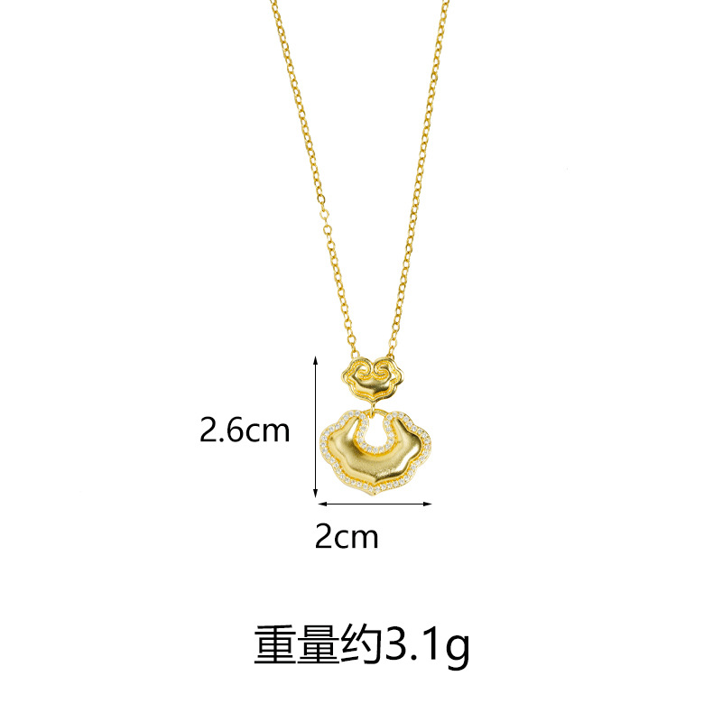 Nuevo colgante de oro de arena vietnamita de estilo chino, diamante de marea nacional, nube auspiciosa, bloqueo seguro, joyería retro para niños que no se desvanece durante mucho tiempo