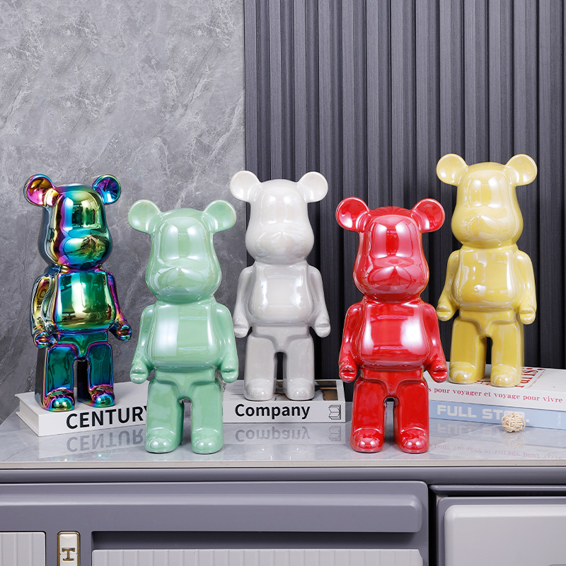 暴力熊陶瓷储钱罐摆件客厅轻奢桌面落地高档电镀装饰品存钱罐批发