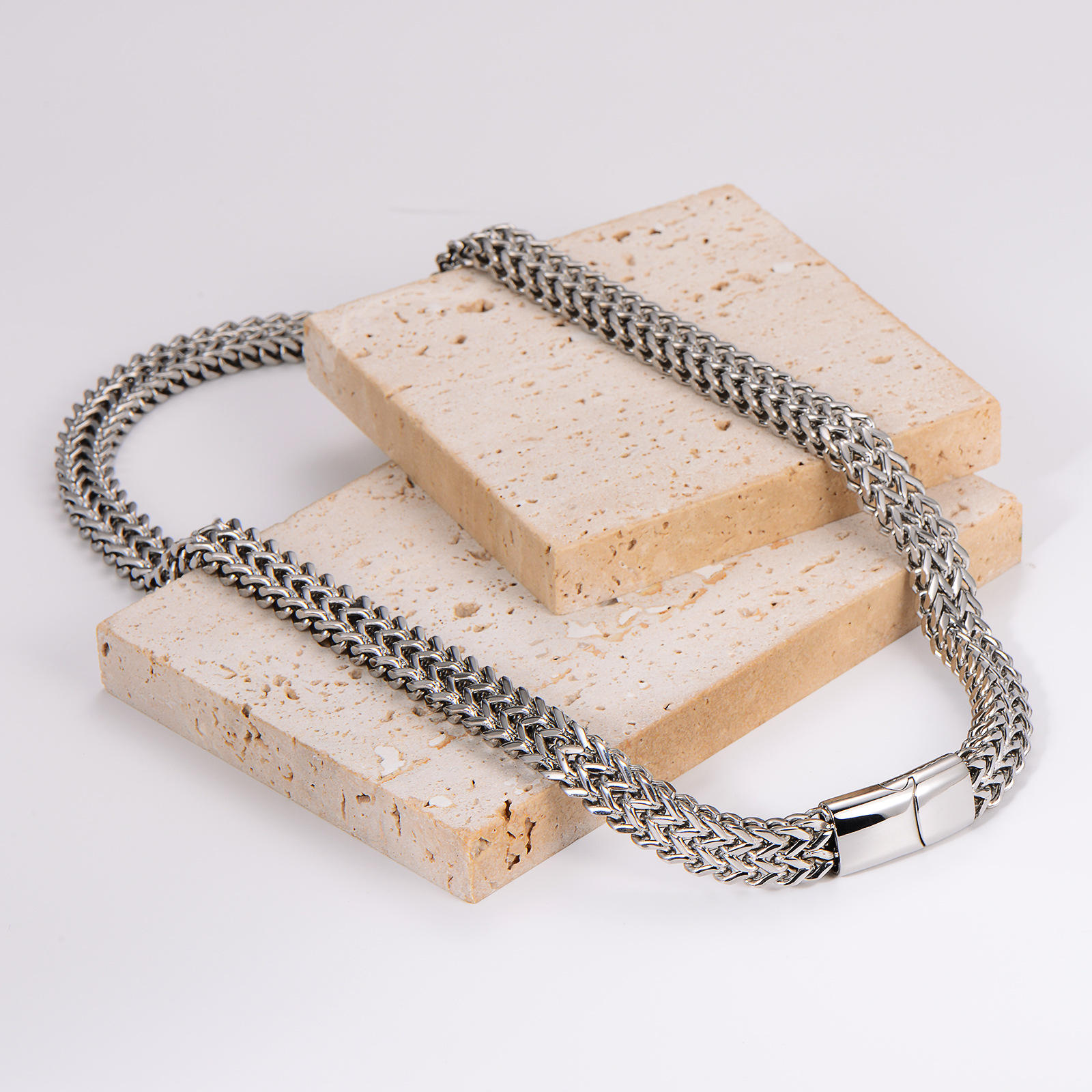 Collier en acier inoxydable AML avec fermoir magnétique cubain tendance pour homme, style hip-hop cool_voghion.com