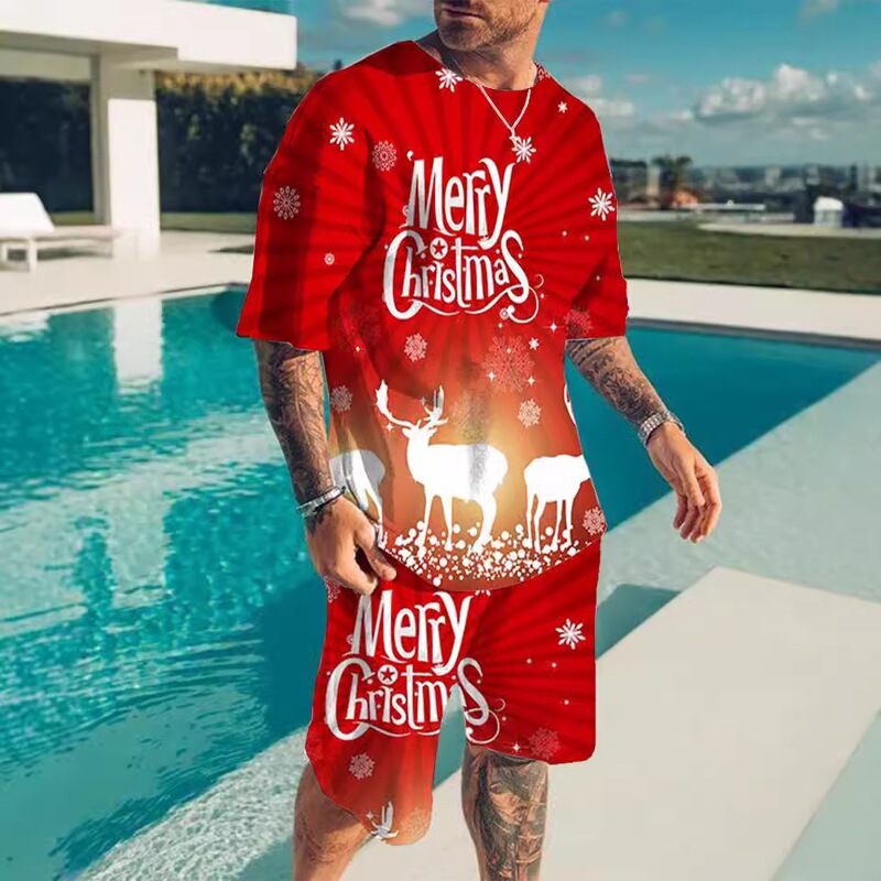 Cross-Border Foreign Trade New 2023 Christmas Themed Series Peripheral Products 3D Digital Color Printing Men's Clothing Set Cross-Border Foreign Trade New 2023 Christmas Themed Series Peripheral Products 3D Digital Color Printing Men's Clothing Set