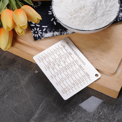 304 Stainless steel Scale plate Refrigerator sticker baking Company Conversion table Measuring spoons Graduate Comparison Bakeware