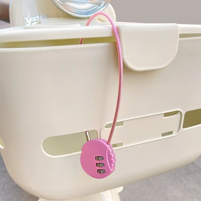 Yadi Electric Vehicle Basket Lock, Helmet lock - pink-combination-lock
